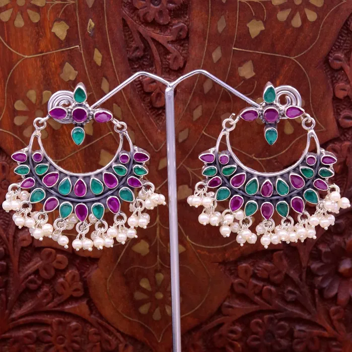 Vintage antique design 925 sterling silver handmade stud earrings drop dangle charm earring excellent hanging pearl belly dance jewelry s717 TRIBAL ORNAMENTS Earrings