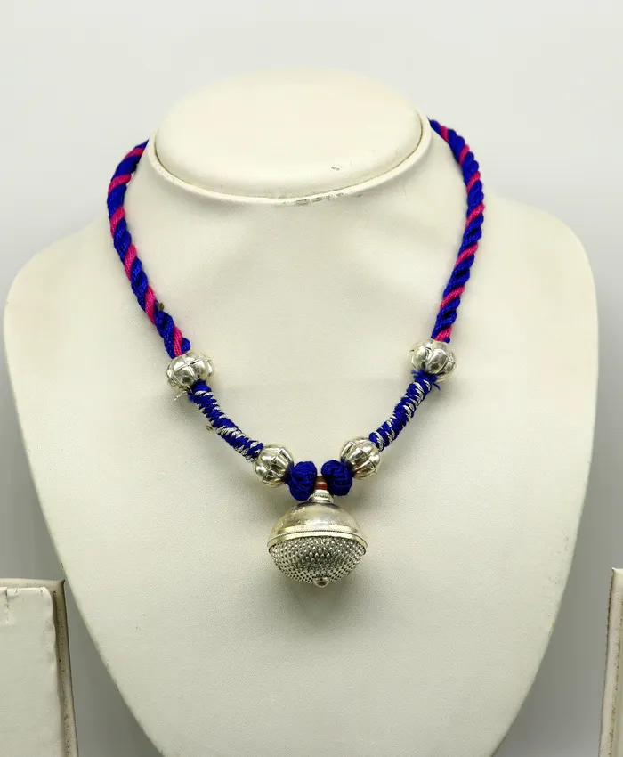 Vintage Indian traditional style trendy sterling silver customized designer work charm necklace wedding choker tribal brides jewelry set184 TRIBAL ORNAMENTS Necklaces