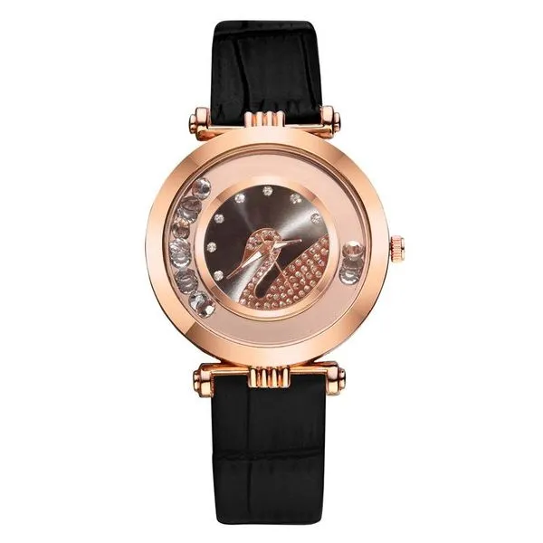 W221 Black Gemstones Swan Collection Quartz Watch 01 Watches