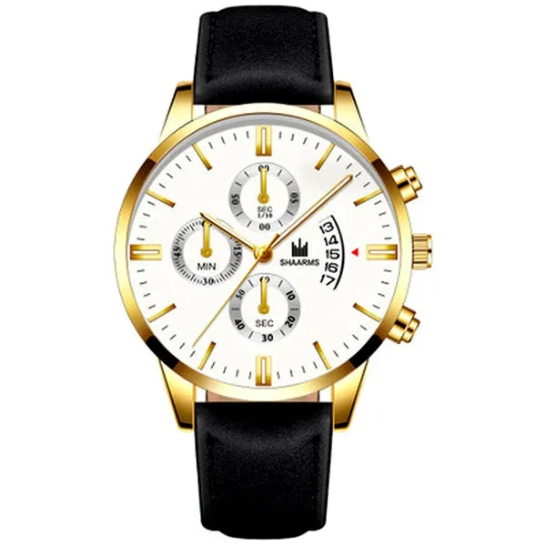 W301 Black Band Gold Techno Time Collection Quartz Watch 01 Rings