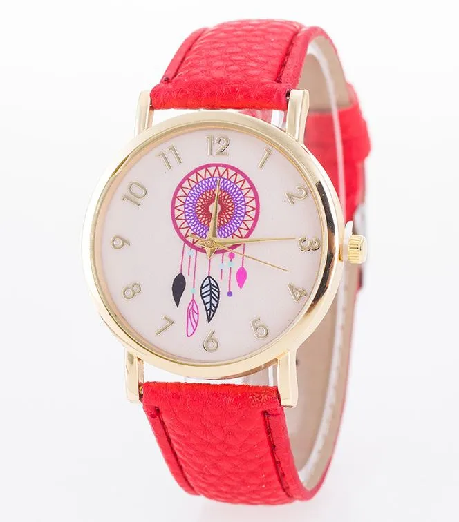 W558 Red Pink Face Dreamcatcher Collection Quartz Watch POLLY Watches
