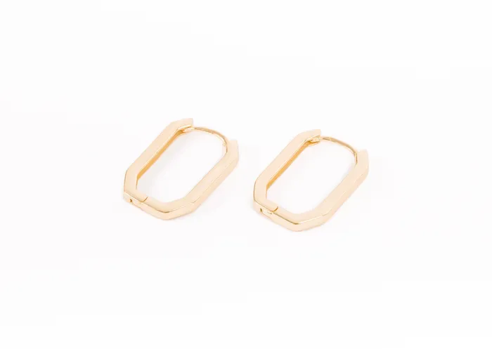WANTME Earrings Tall Skinny Hexagon Huggies