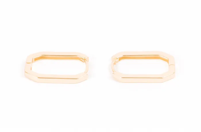 WANTME Earrings Tall Skinny Hexagon Huggies