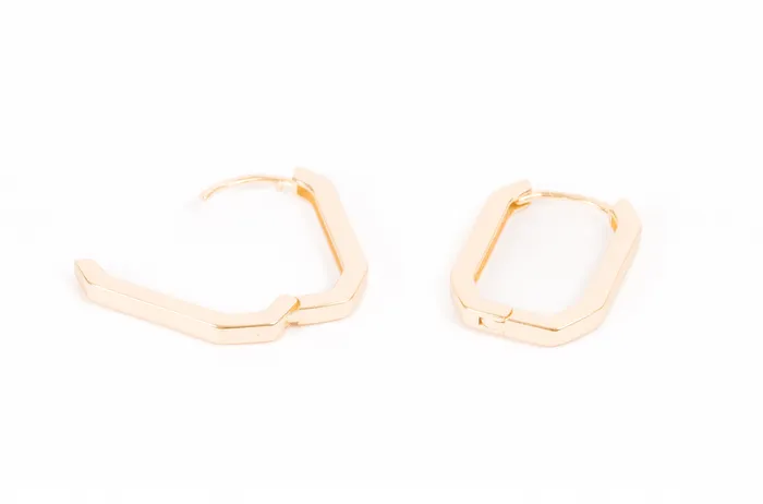 WANTME Earrings Tall Skinny Hexagon Huggies