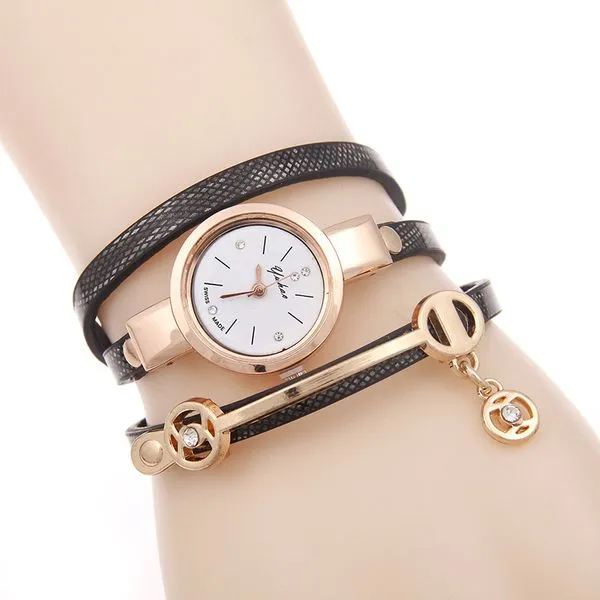 Watches 01 W195 Gold Black Wrap Collection Quartz Watch