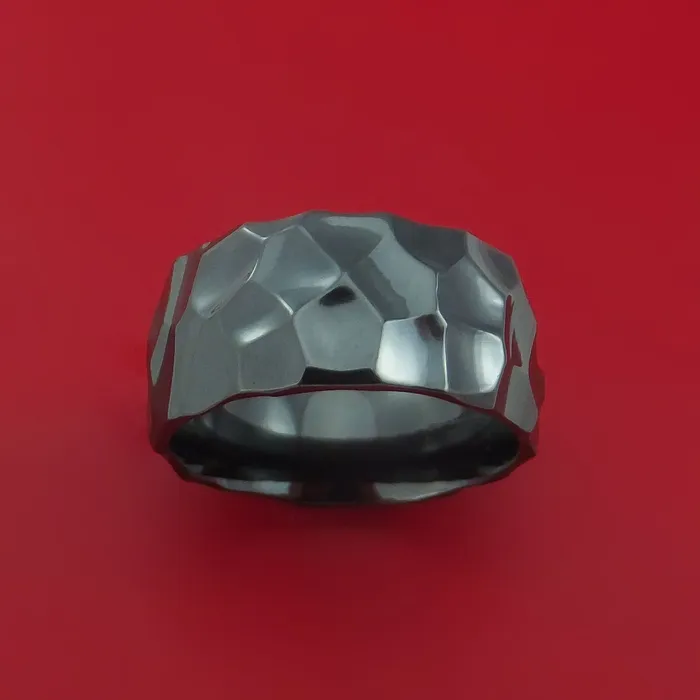 Wide Hammered Black Zirconium Ring Custom Made Band Lashbrook Rings Wide Hammered Black Zirconium Ring Custom Made Band Lashbrook Rings