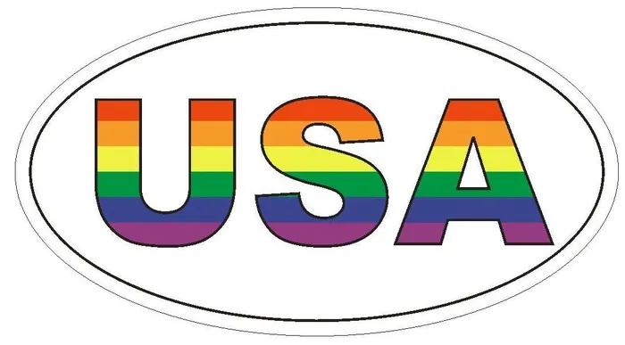 Winter Park Products Rings STD2875 USA Rainbow Pride Oval Bumper Sticker