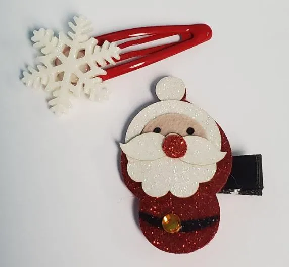 Z96 Santa and Snowflake Christmas Hair Clips POLLY Necklaces